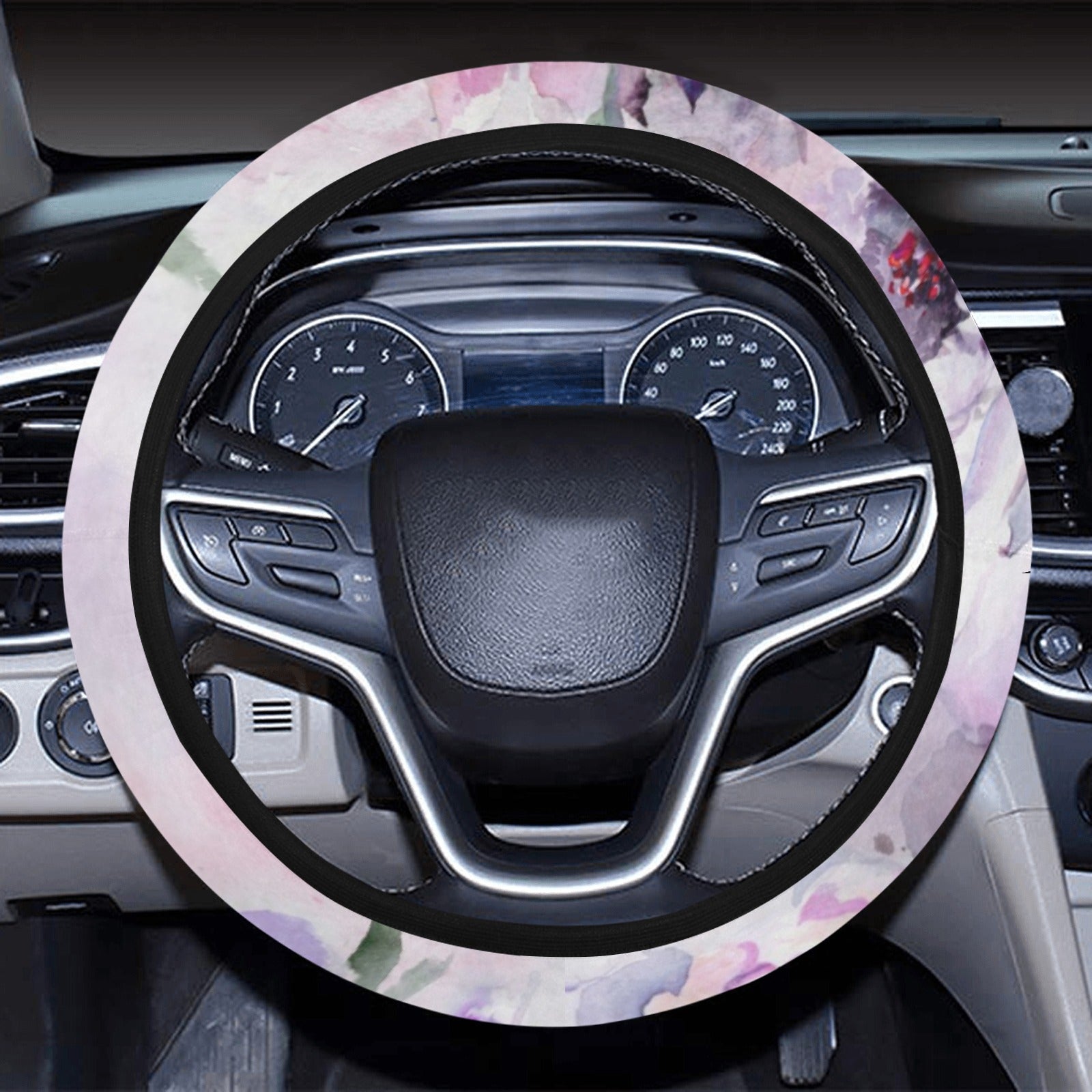 Blue Floral Steering Wheel Cover