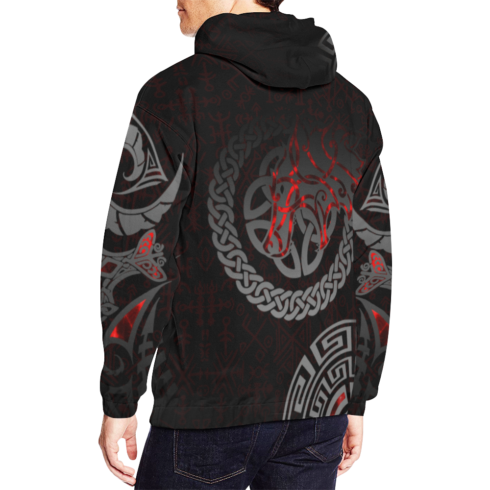 Red Tribal Black Hoodie