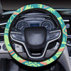Peach Green Boho Aztec Steering Wheel Cover