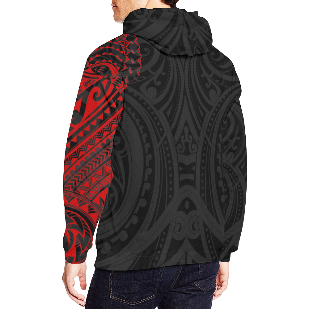 Red Chest Maori Tribal Polynesian Hoodie