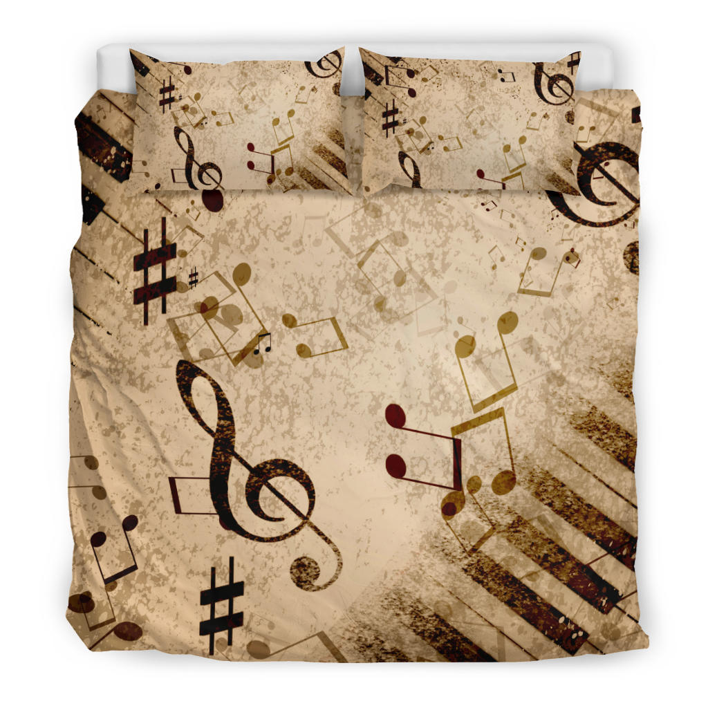 Vintage Piano Musical Notes Bedding Set