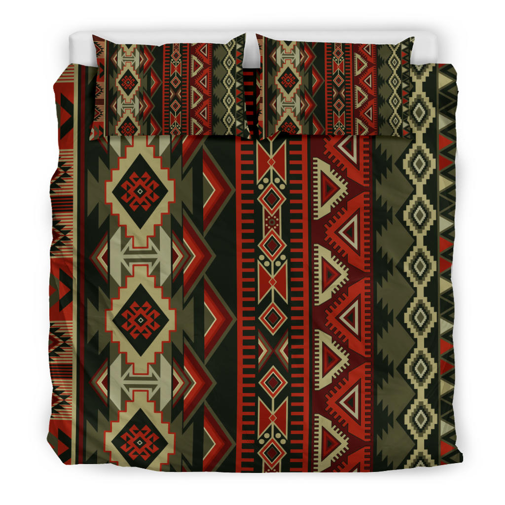 Red & Brown Boho Aztec Bedding Set