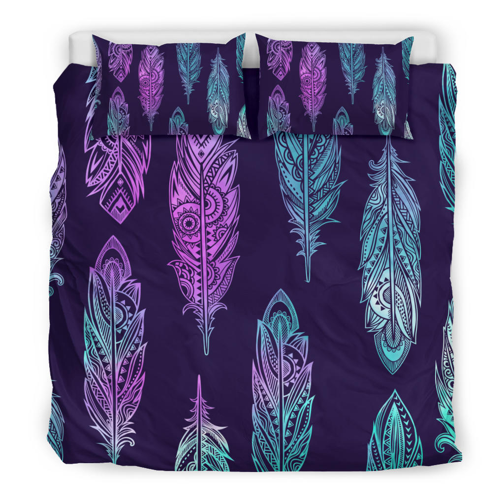 Pink & Purple Neon Feathers Bedding Set