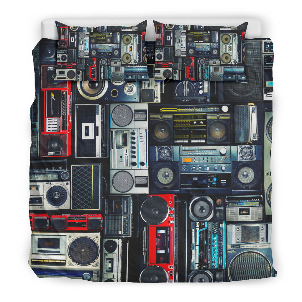 Vintage Boombox Stereos Bedding Set