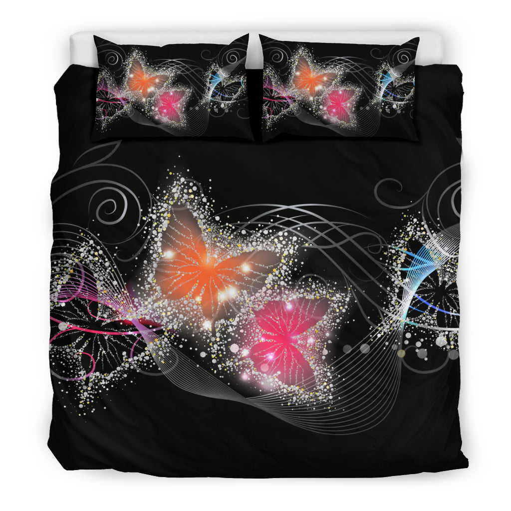 Colorful Sparkling Butterflies Bedding Set