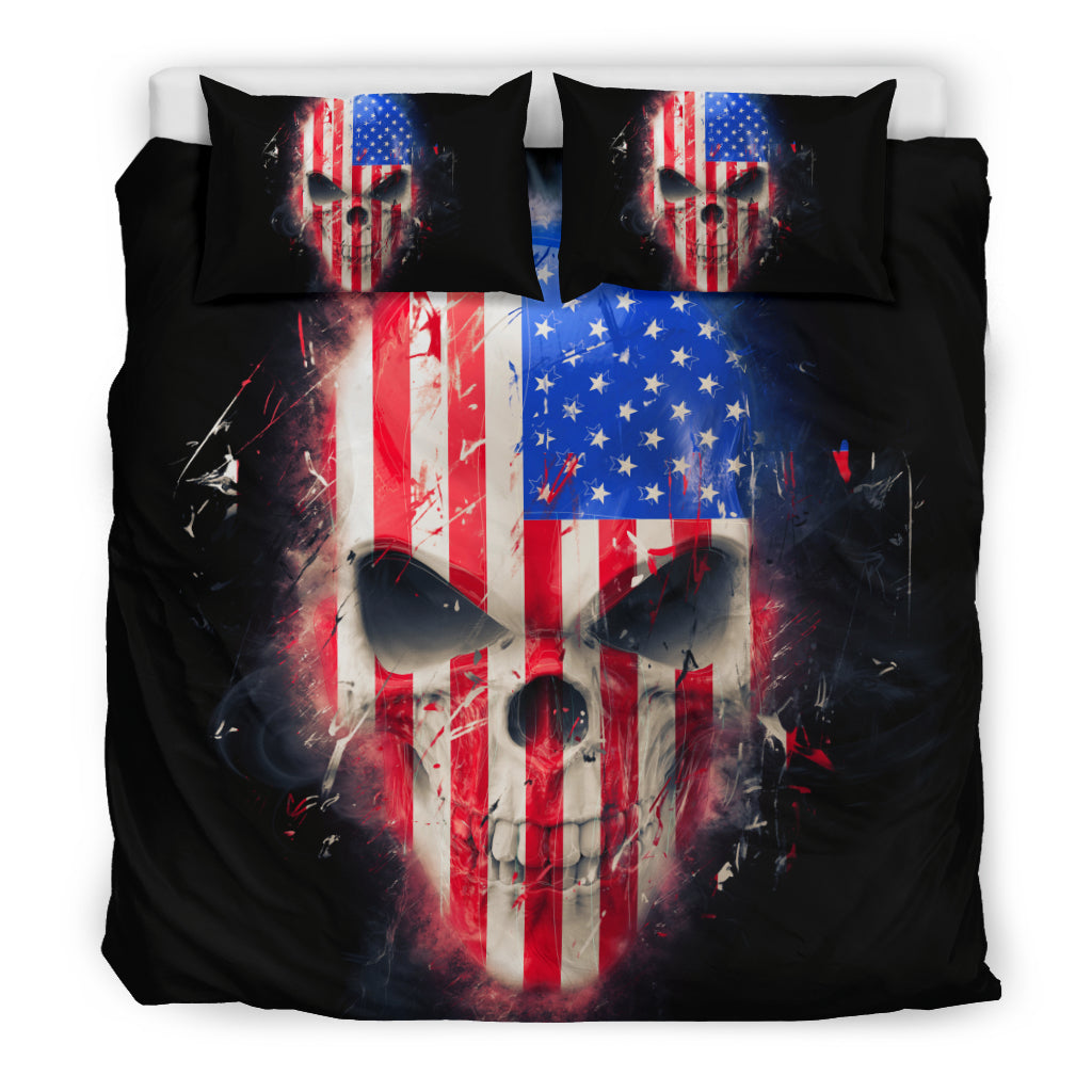 American Flag Skull Bedding Set