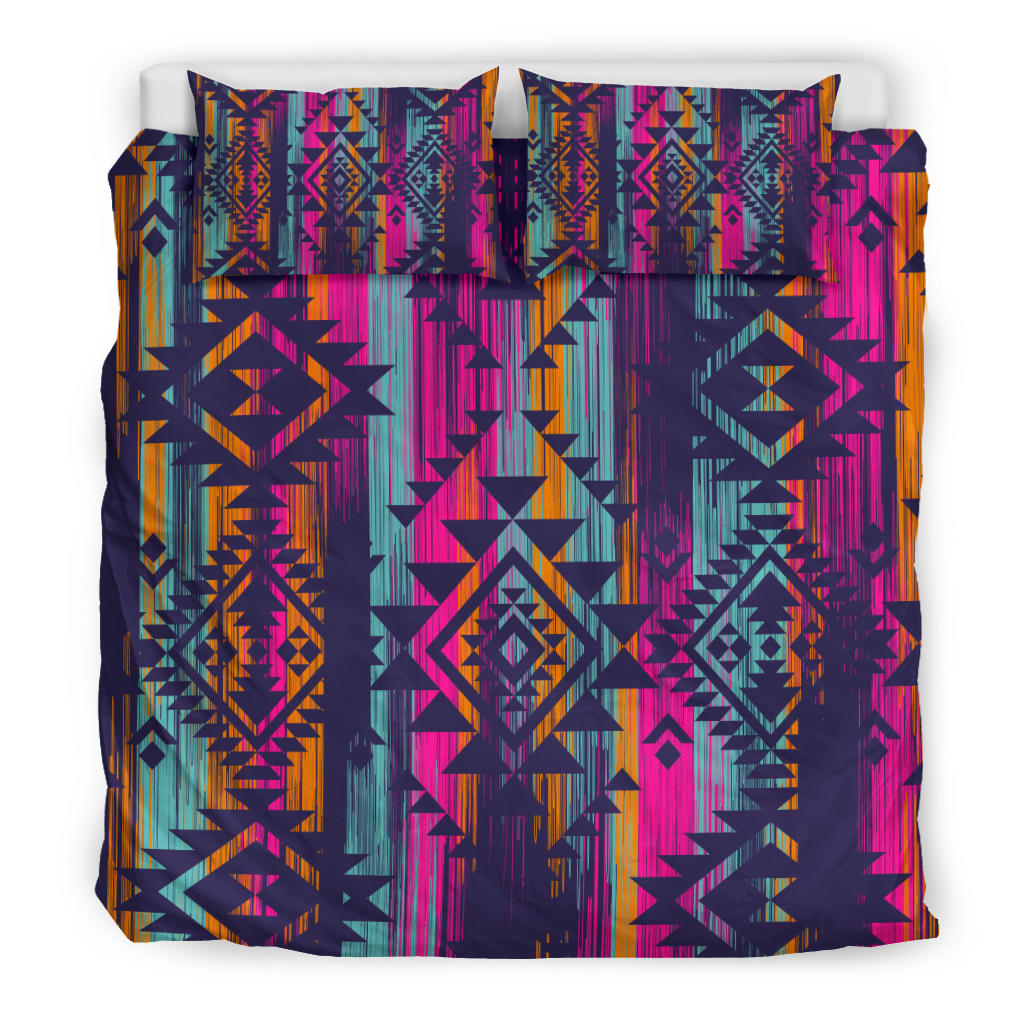 Colorful Boho Aztec Streaks Bedding Set