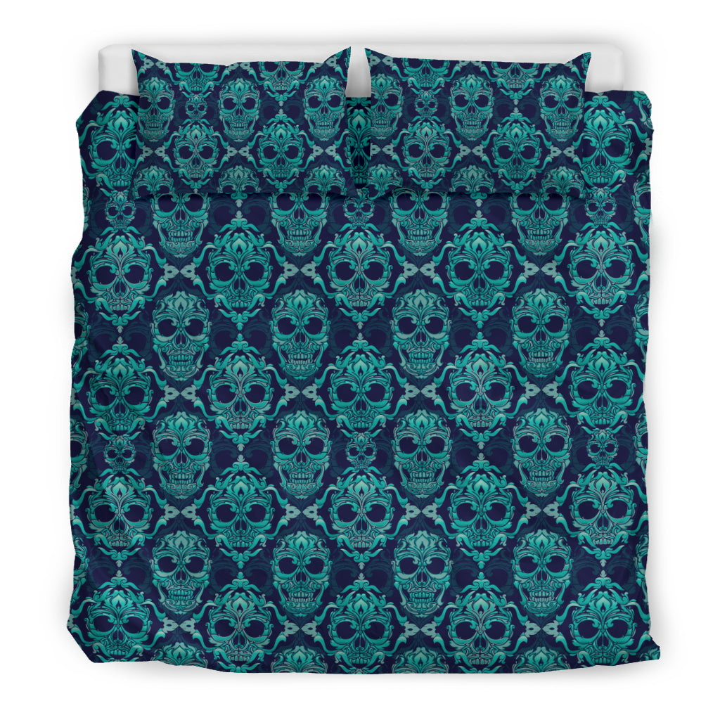 Green Skulls Bedding Set