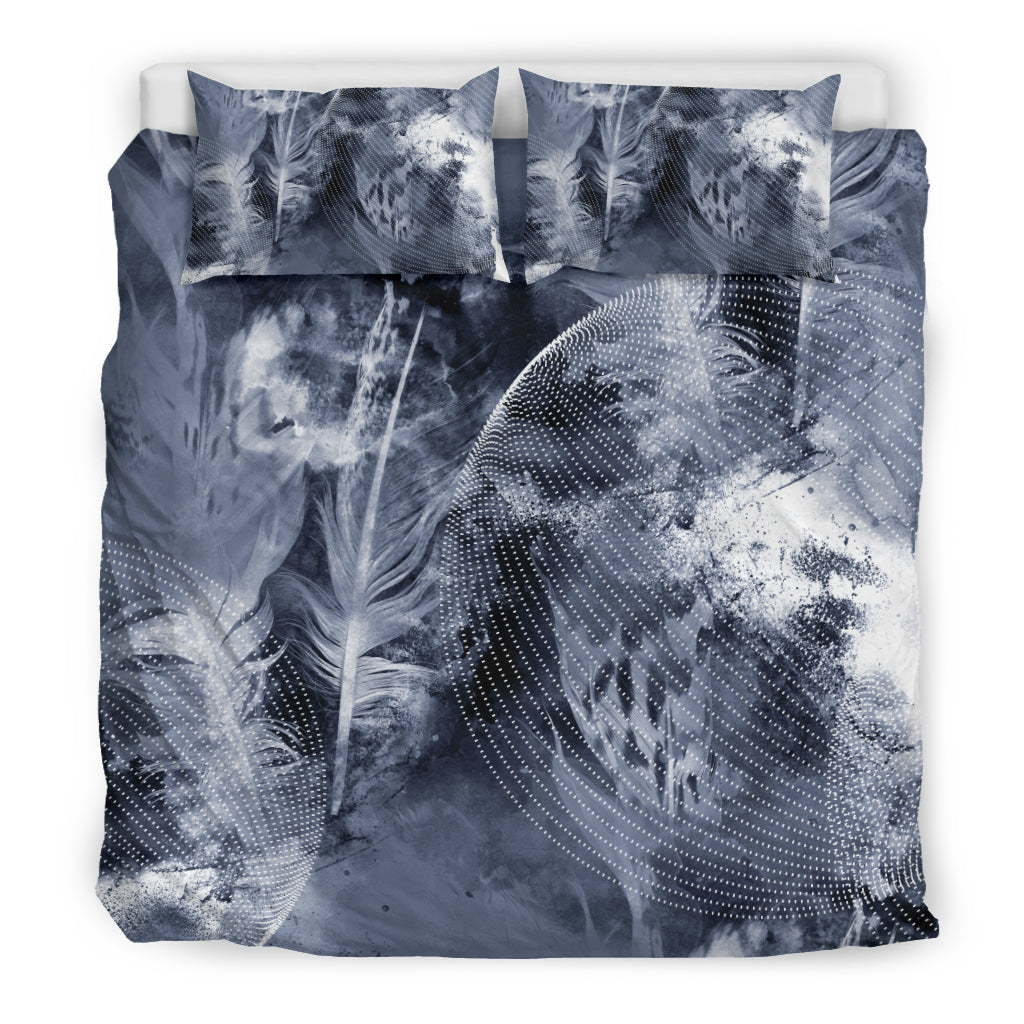 Grey Feathers Bedding Set