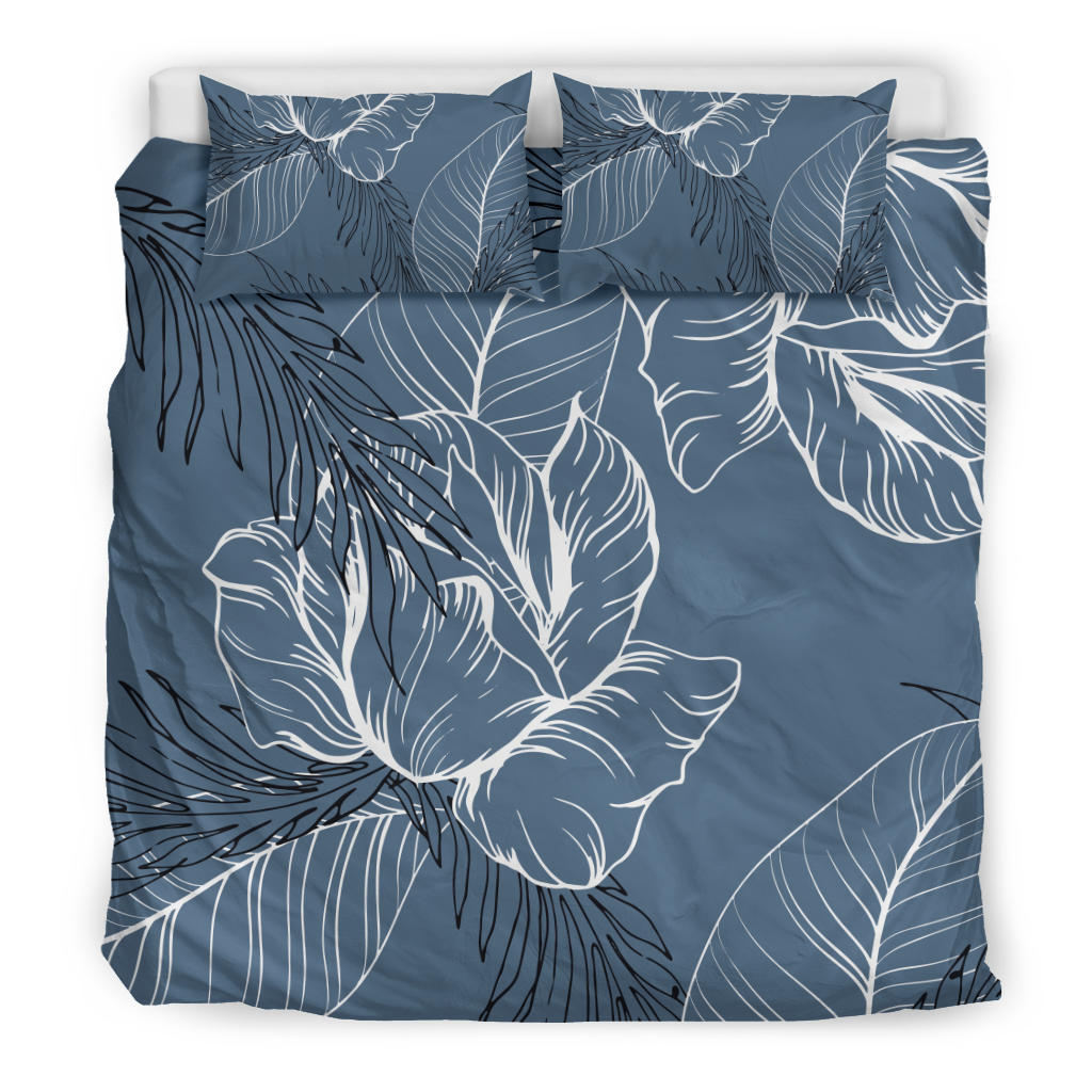 Grey Floral Outline Bedding Set