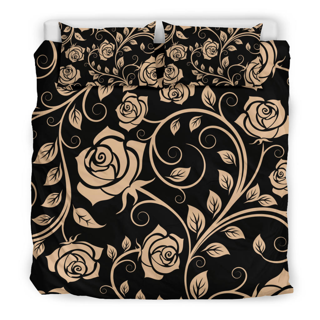 Tan Roses Bedding Set