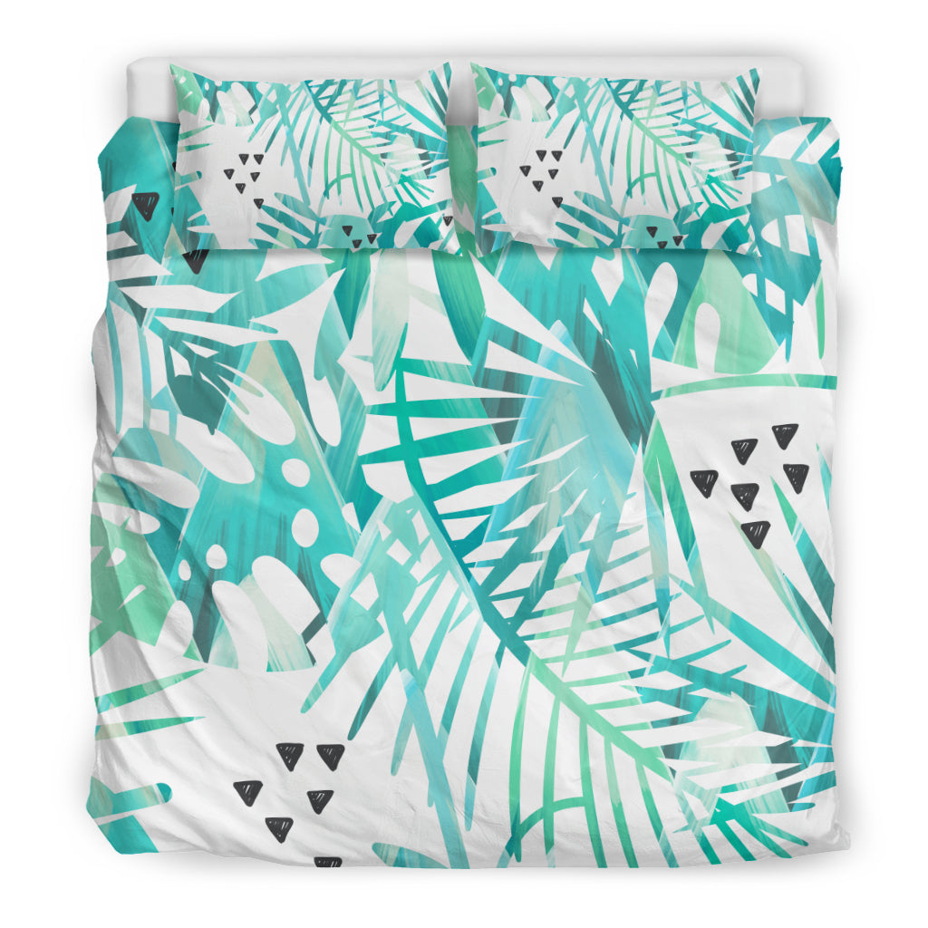 Light Green Teal Teal Plants Bedding Set