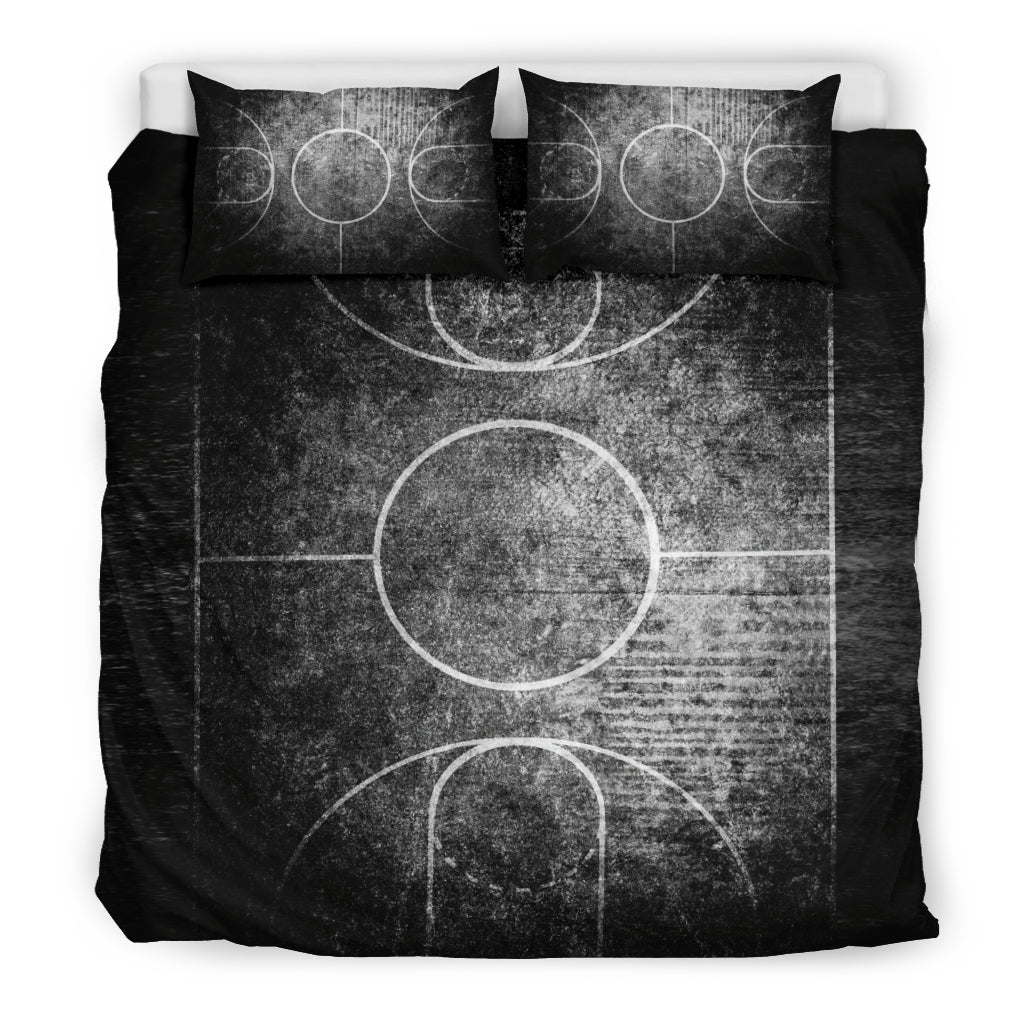Black & White Grunge Basketball Court Bedding Set