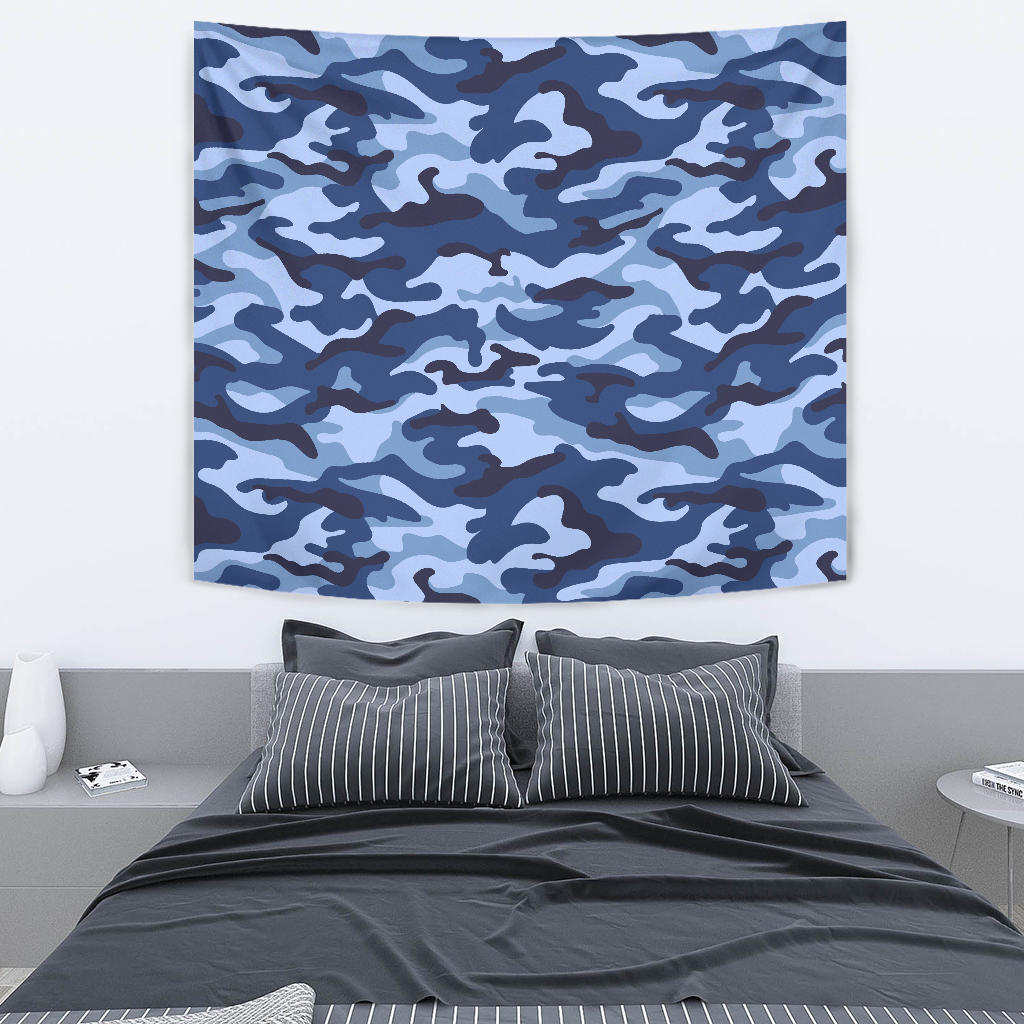 Blue Camouflage Wall Tapestry
