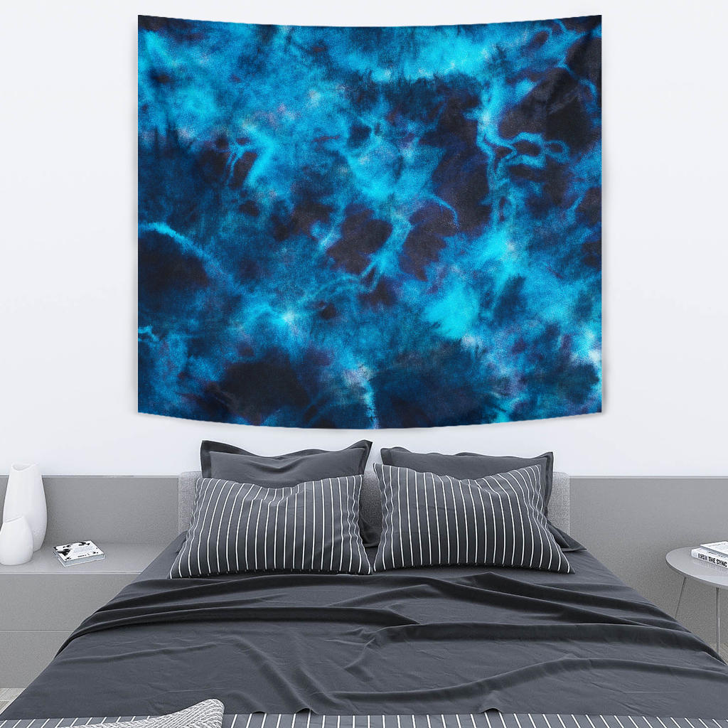 Blue Tie Dye Grunge Wall Tapestry