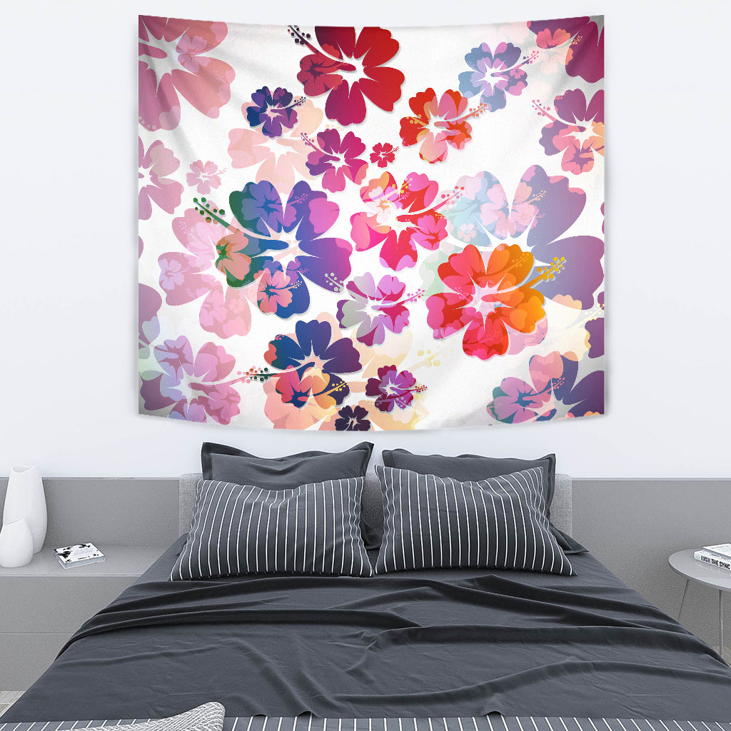 Colorful Aloha Flowers Wall Tapestry