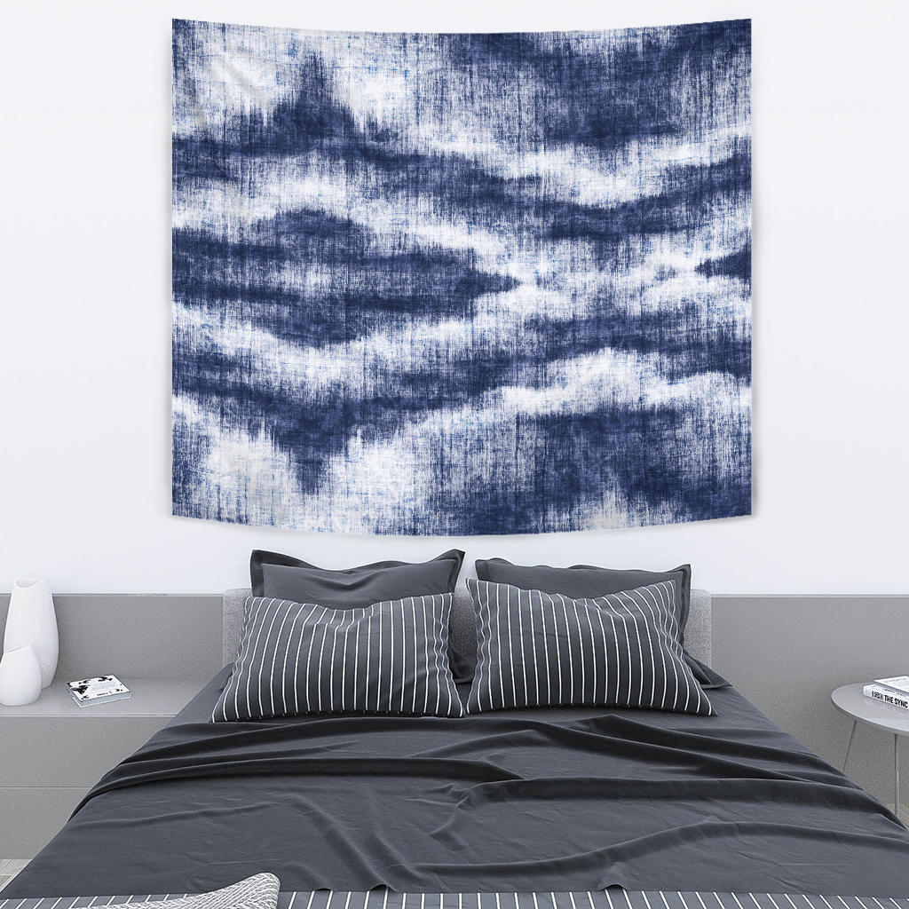 Denim Blue Abstract Wall Tapestry