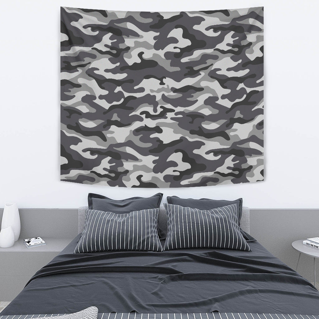 Grey Camouflage Wall Tapestry