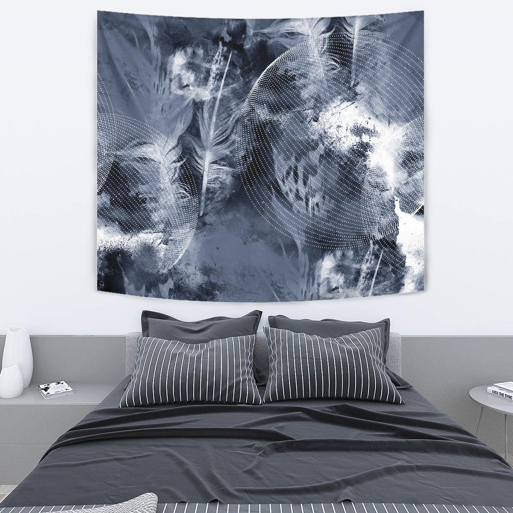Grey Feathers Wall Tapestry
