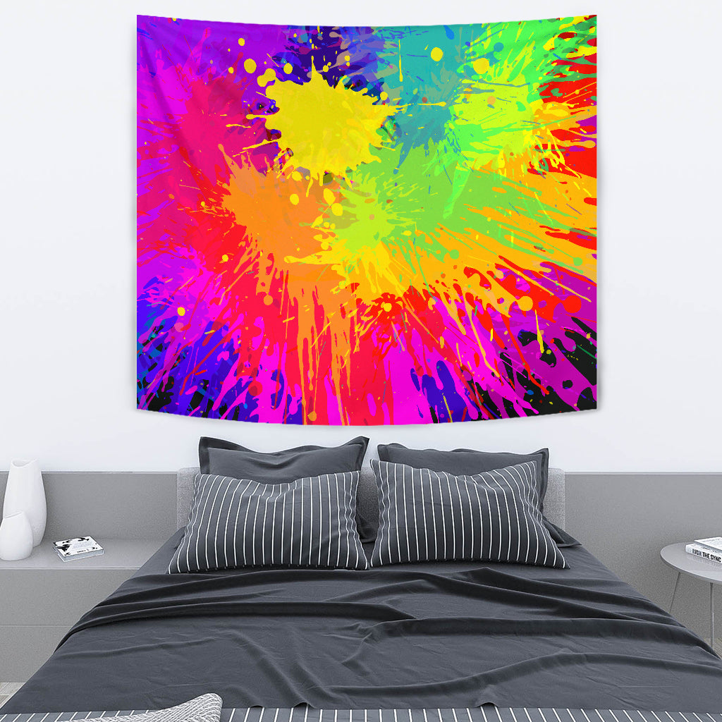 Colorful Paint Splatter Abstract Art Wall Tapestry