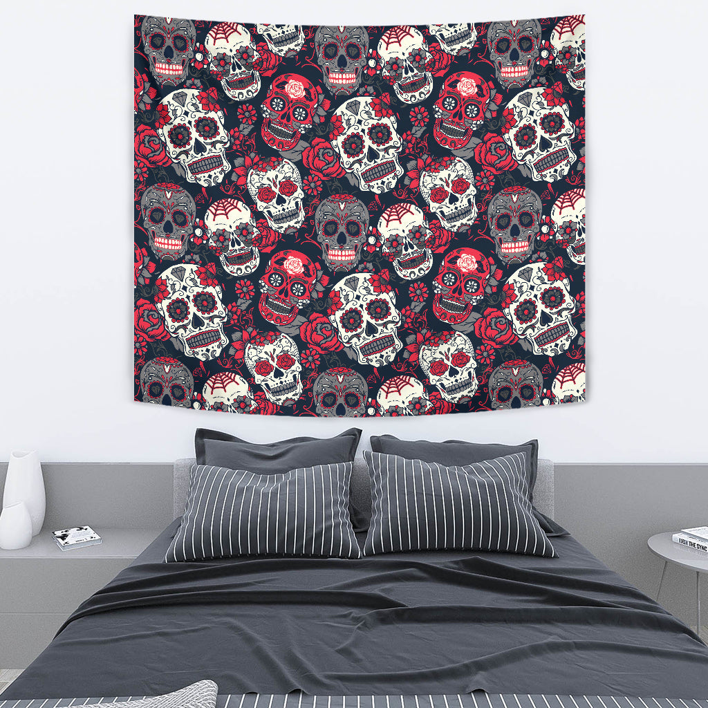 Sugar Skulls & Roses Wall Tapestry