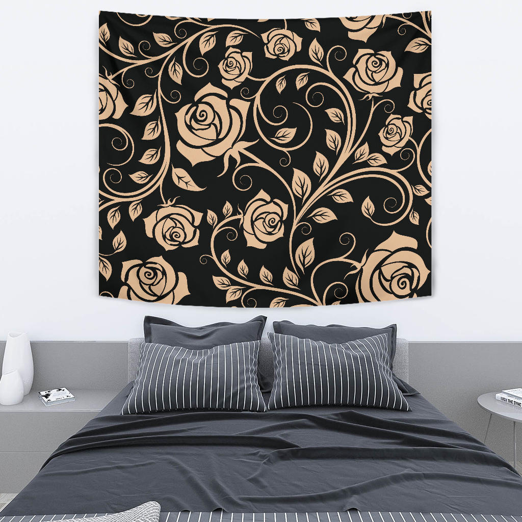 Tan Roses Decor Wall Tapestry