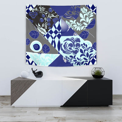 Blue Floral Patchwork Decor Wall Tapestry