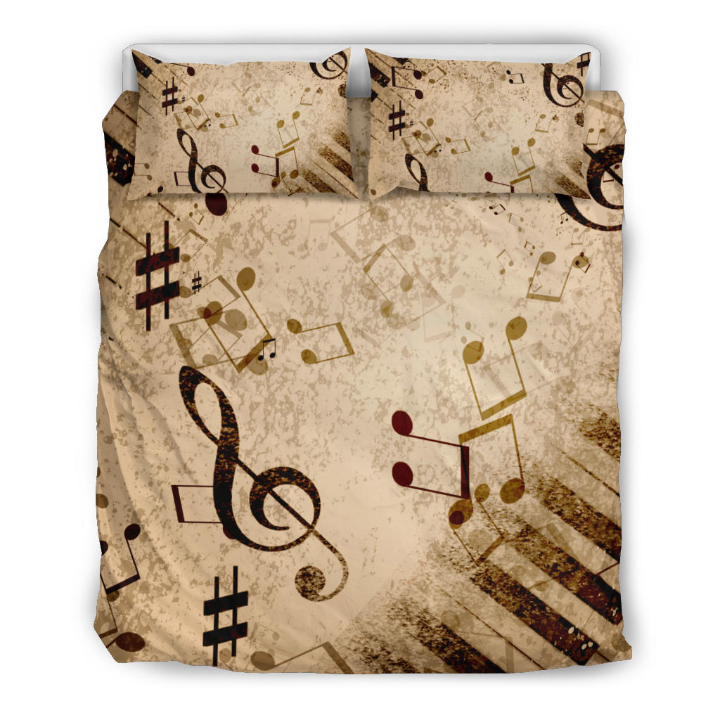 Vintage Piano Musical Notes Bedding Set