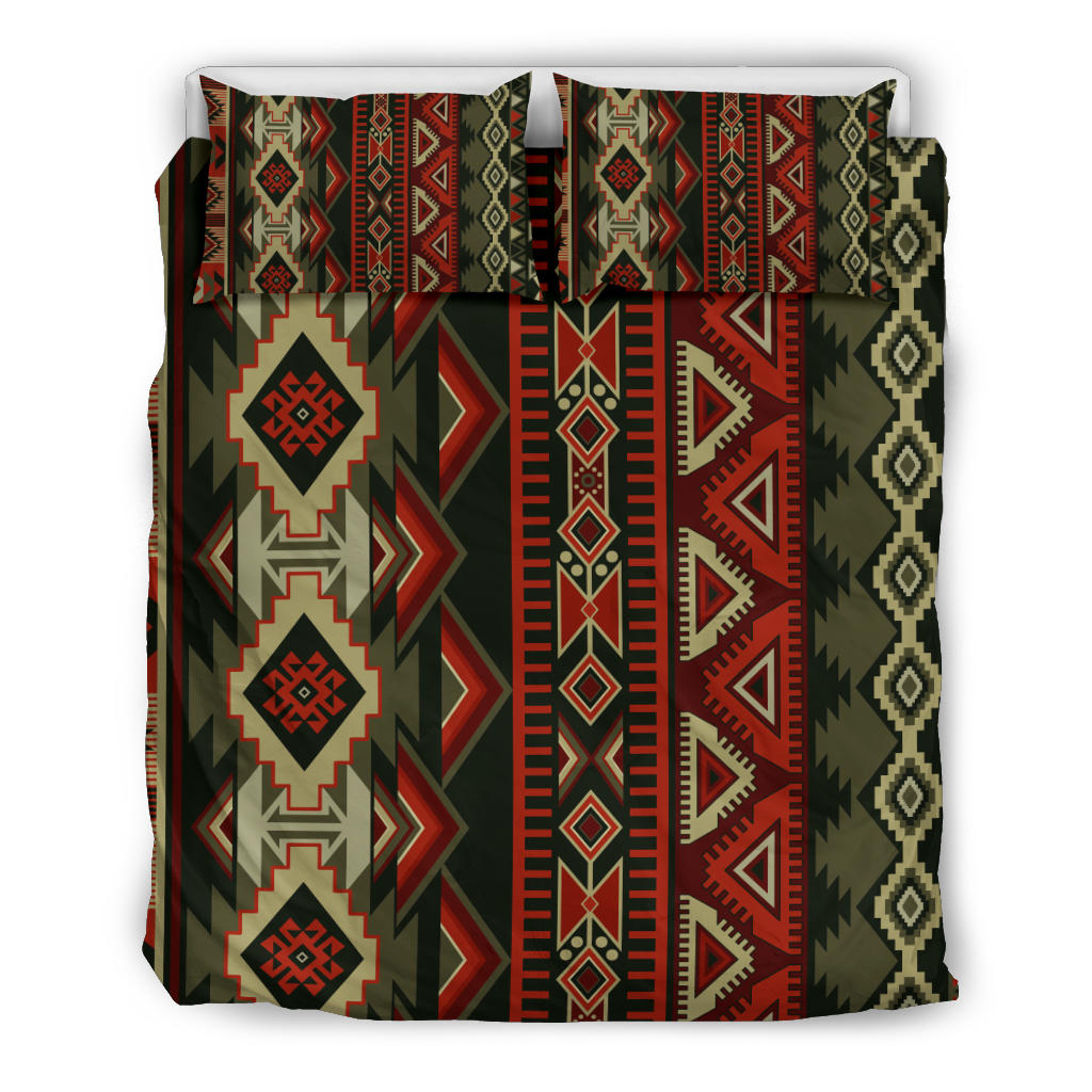 Red & Brown Boho Aztec Bedding Set