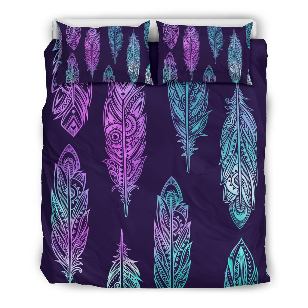 Pink & Purple Neon Feathers Bedding Set