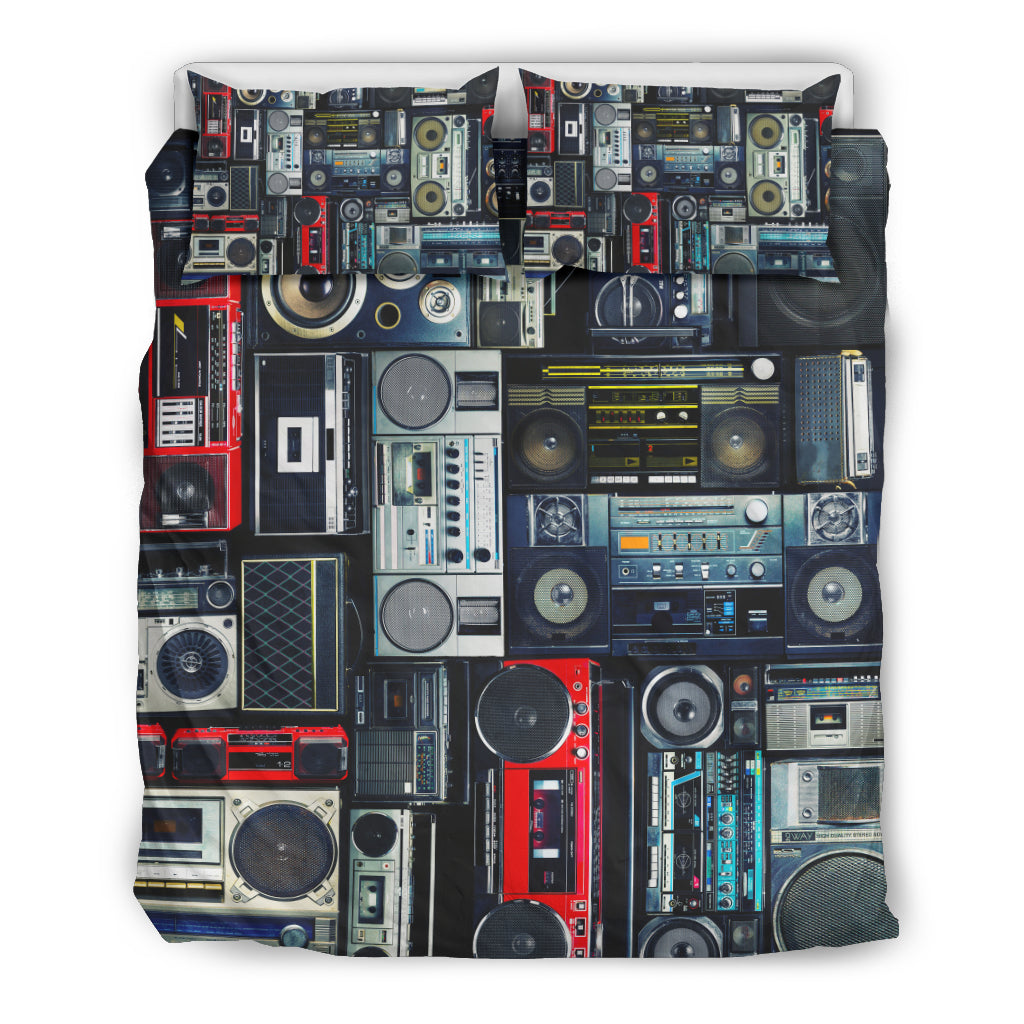 Vintage Boombox Stereos Bedding Set