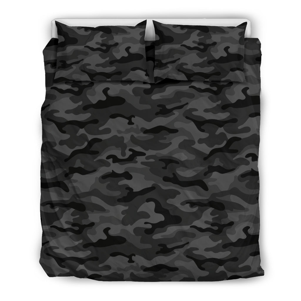 Dark Grey Camouflage Bedding Set