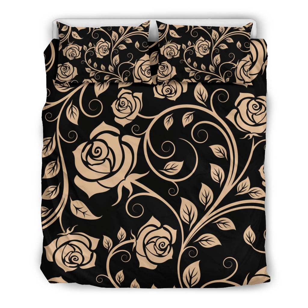 Tan Roses Bedding Set