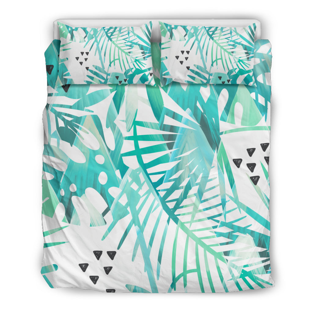 Light Green Teal Teal Plants Bedding Set