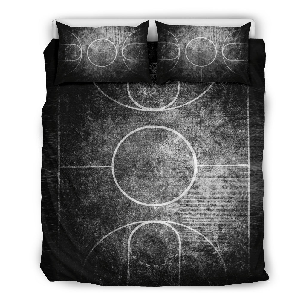 Black & White Grunge Basketball Court Bedding Set