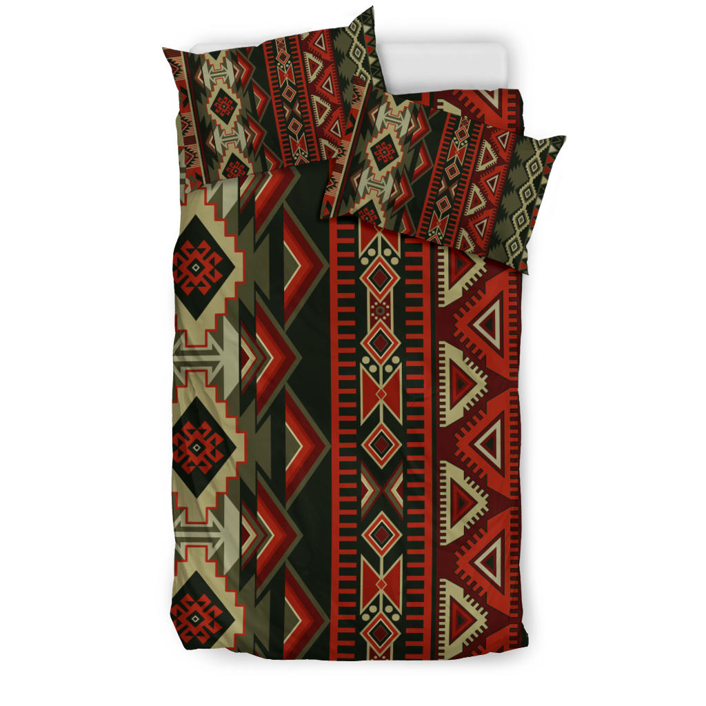 Red & Brown Boho Aztec Bedding Set