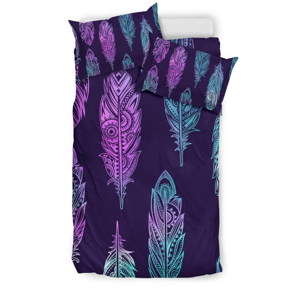 Pink & Purple Neon Feathers Bedding Set
