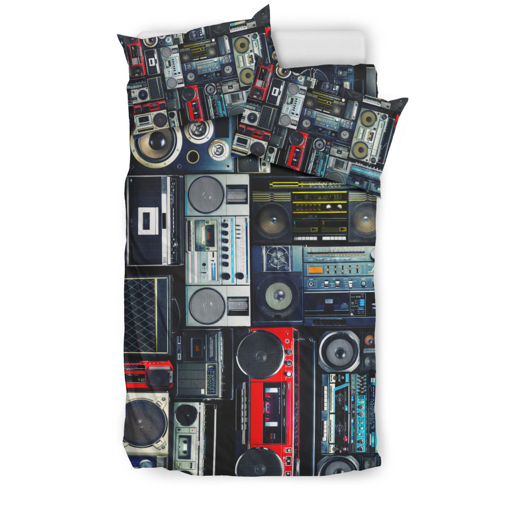 Vintage Boombox Stereos Bedding Set