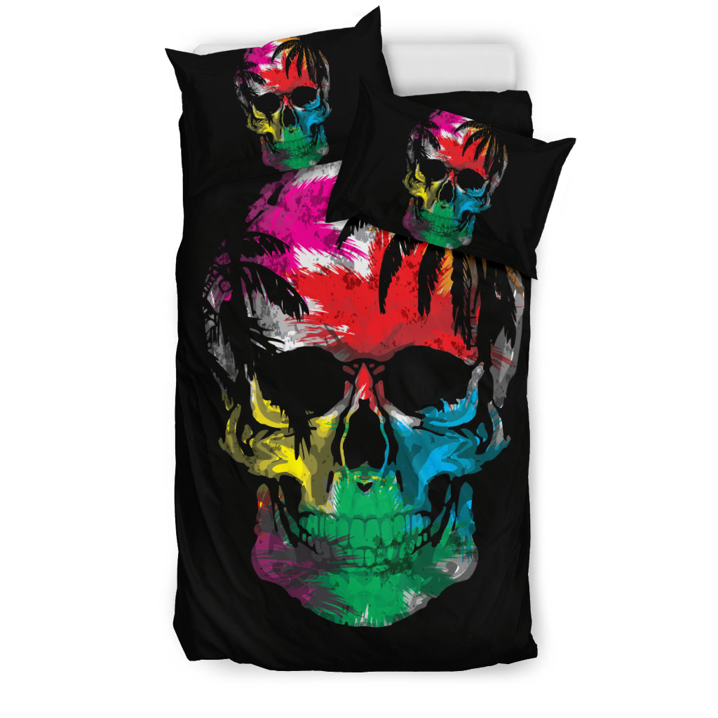 Colorful Tropical Skull Bedding Set