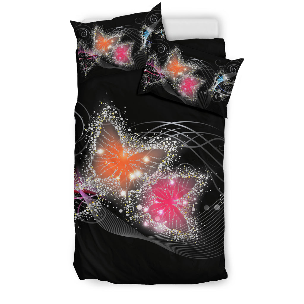 Colorful Sparkling Butterflies Bedding Set