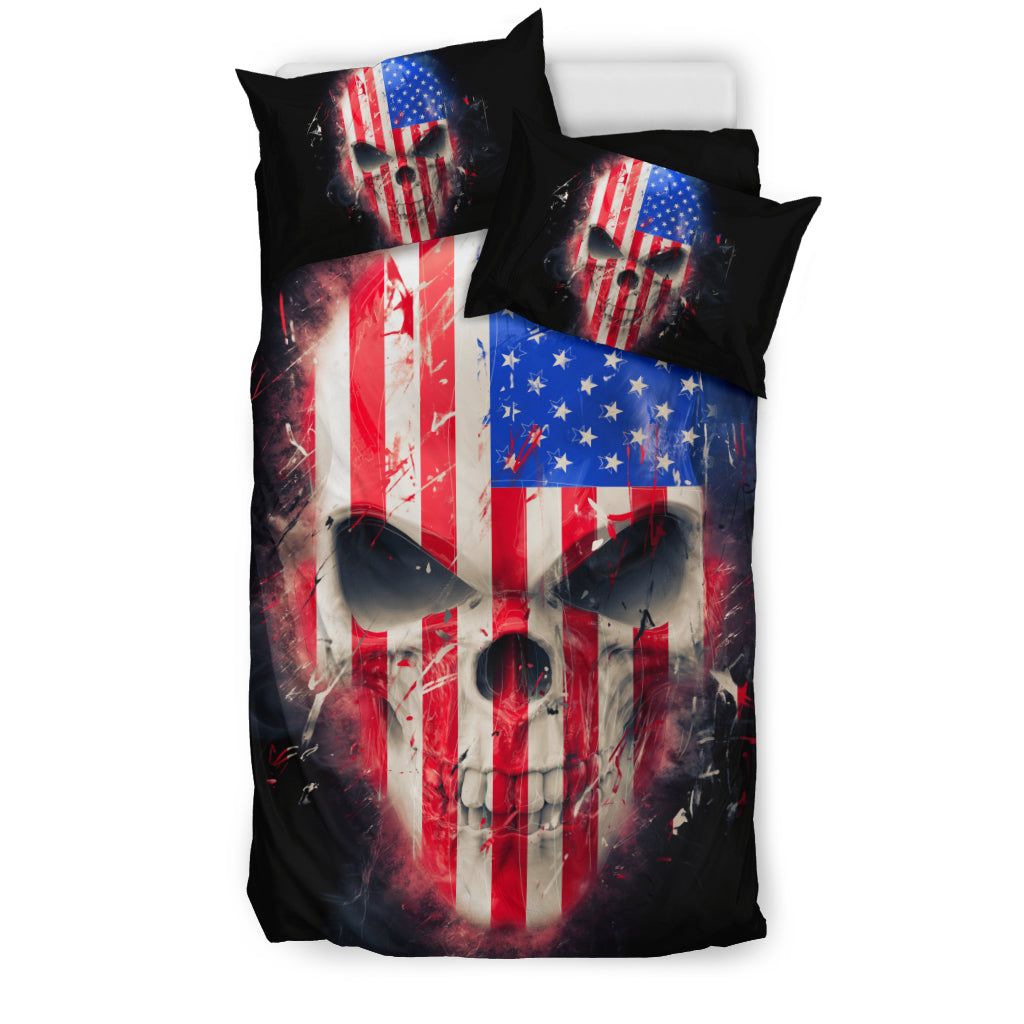 American Flag Skull Bedding Set