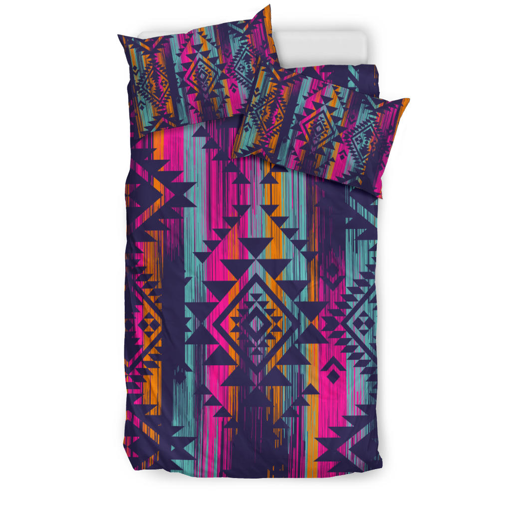 Colorful Boho Aztec Streaks Bedding Set