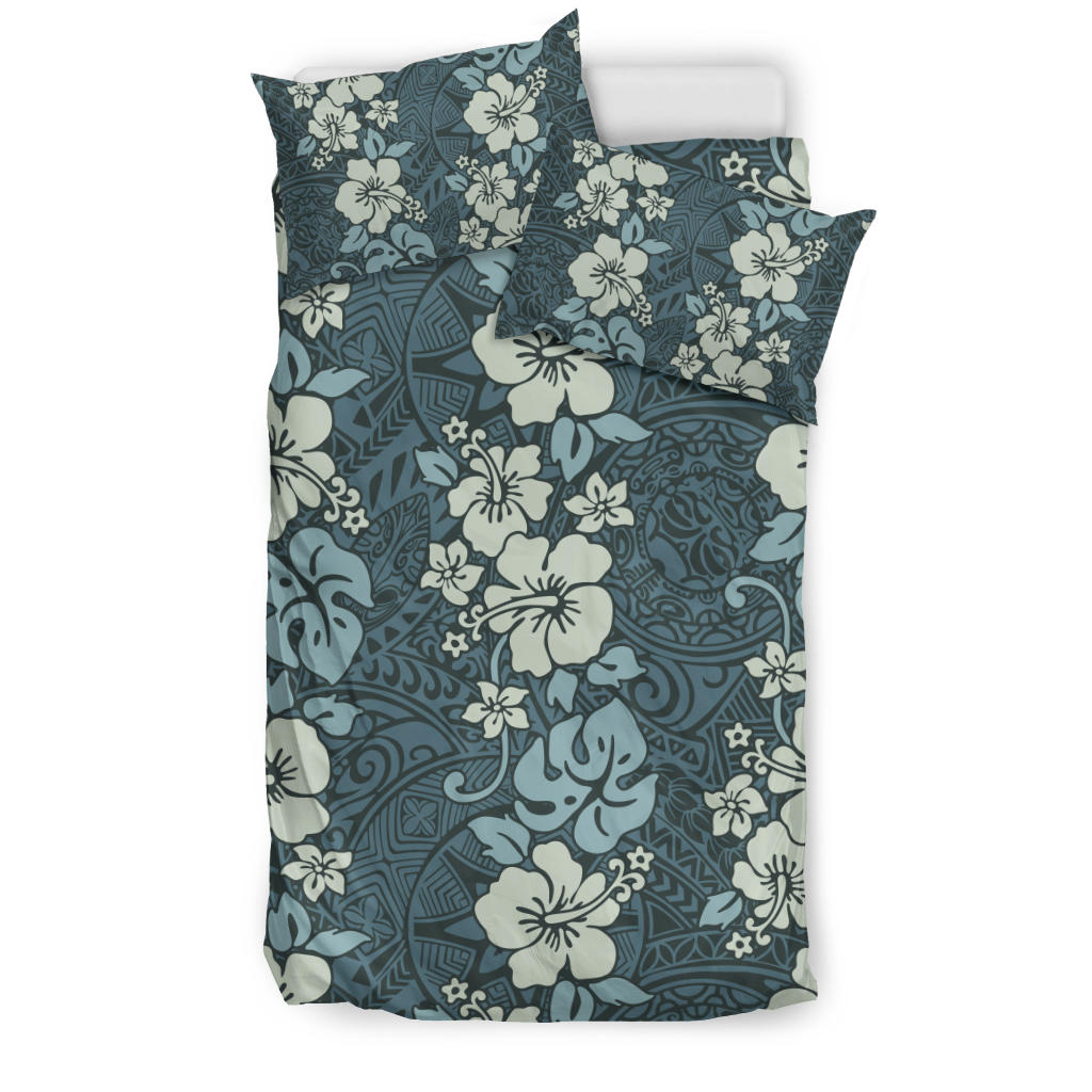Green Floral Tribal Polynesian Bedding Set