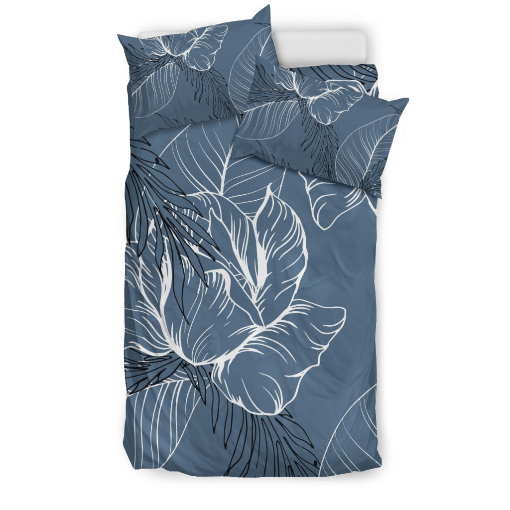 Grey Floral Outline Bedding Set