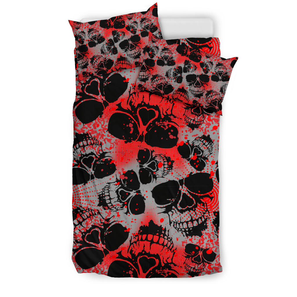 Red Skulls Bedding Set