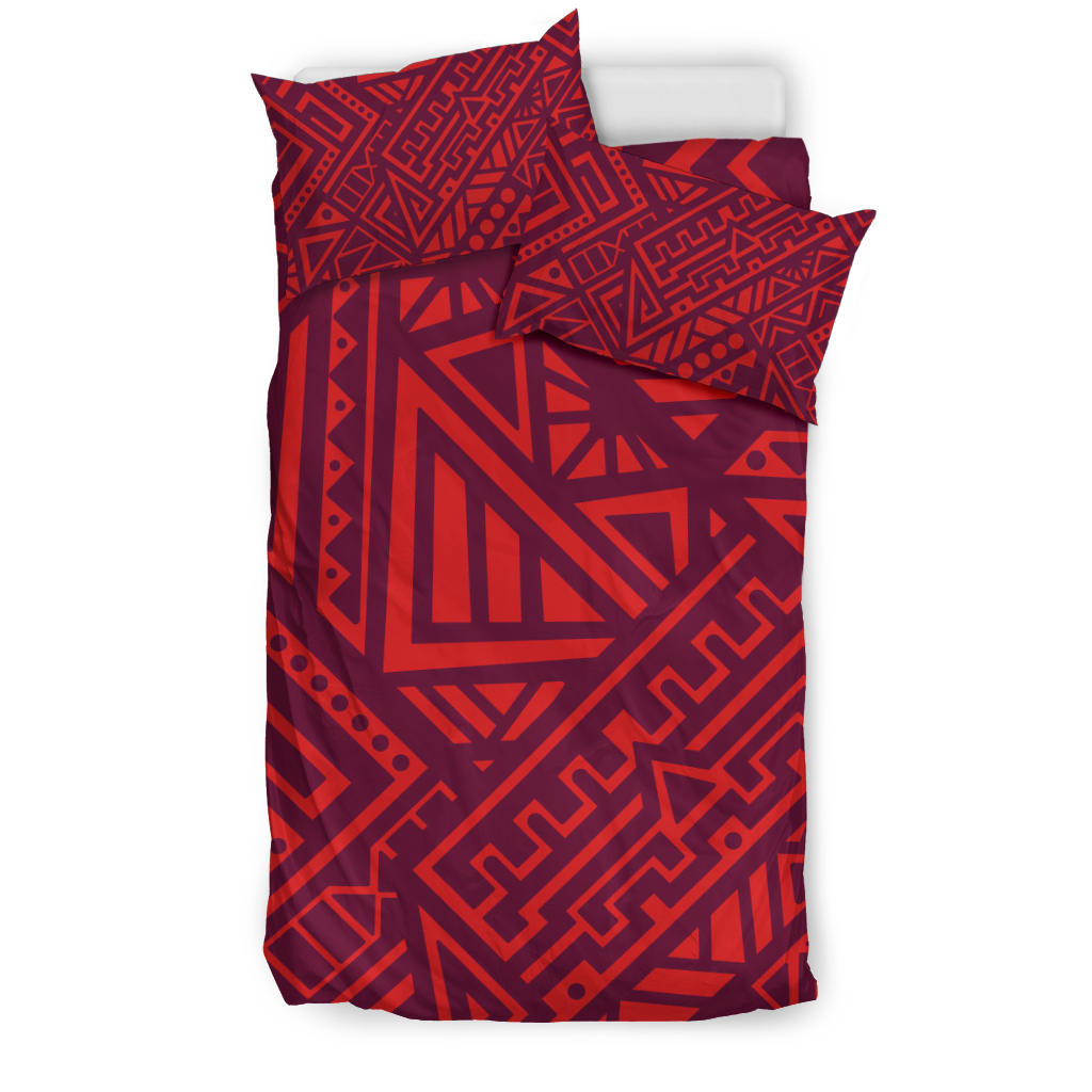 Red Tribal Polynesian Bedding Set