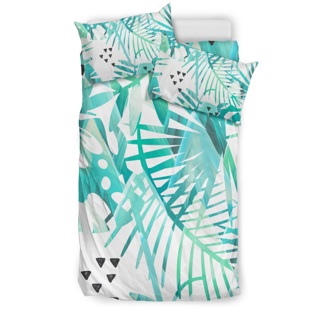 Light Green Teal Teal Plants Bedding Set