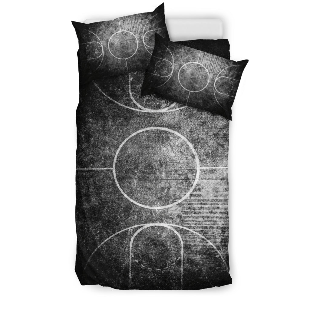 Black & White Grunge Basketball Court Bedding Set