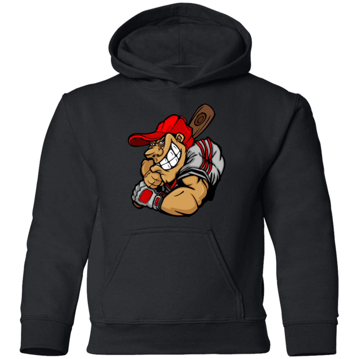 Baseball Player Cartoon Kids Hoodie