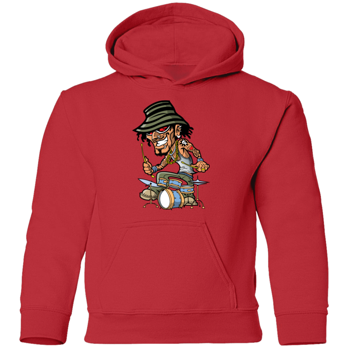 Drummer Cartoon Kids Hoodie